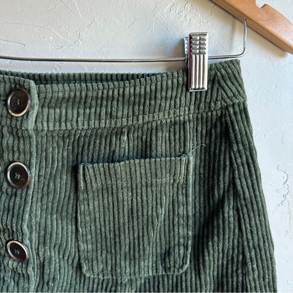 Zara Green Corduroy Button Front Mini Skirt Indie Dark Academia Cottagecore Sz S - Picture 3 of 11